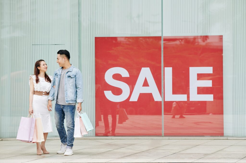 Couple shopping on sale